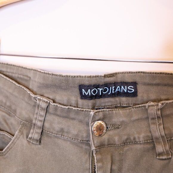 Olive Green Skinny Moto Jeans Sz 10 - Picture 4 of 6